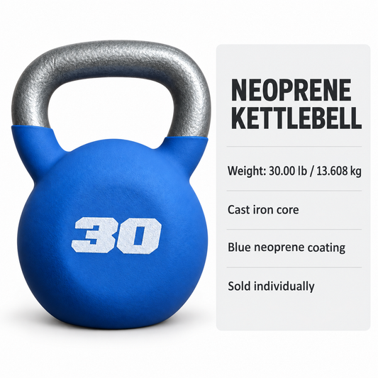 Neoprene-Coated Cast Iron Kettlebell, 30 lb, Blue