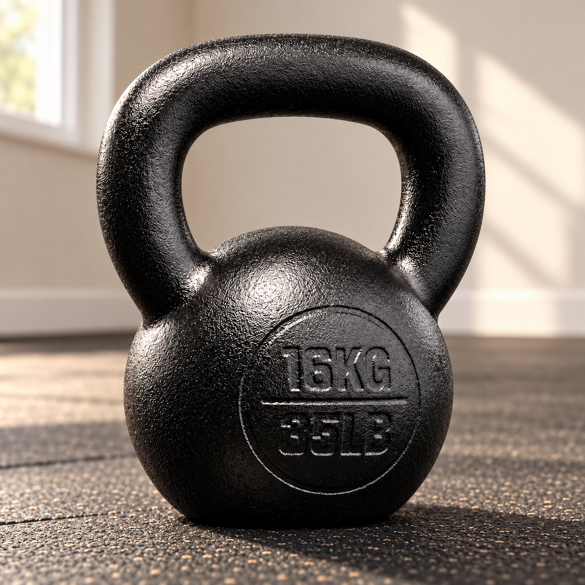Ductile Iron Kettlebell, 16 kg, Black E-Coat Finish