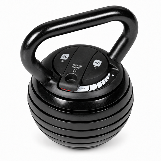 Adjustable Cast Iron Kettlebell, 10–40 lb, Black