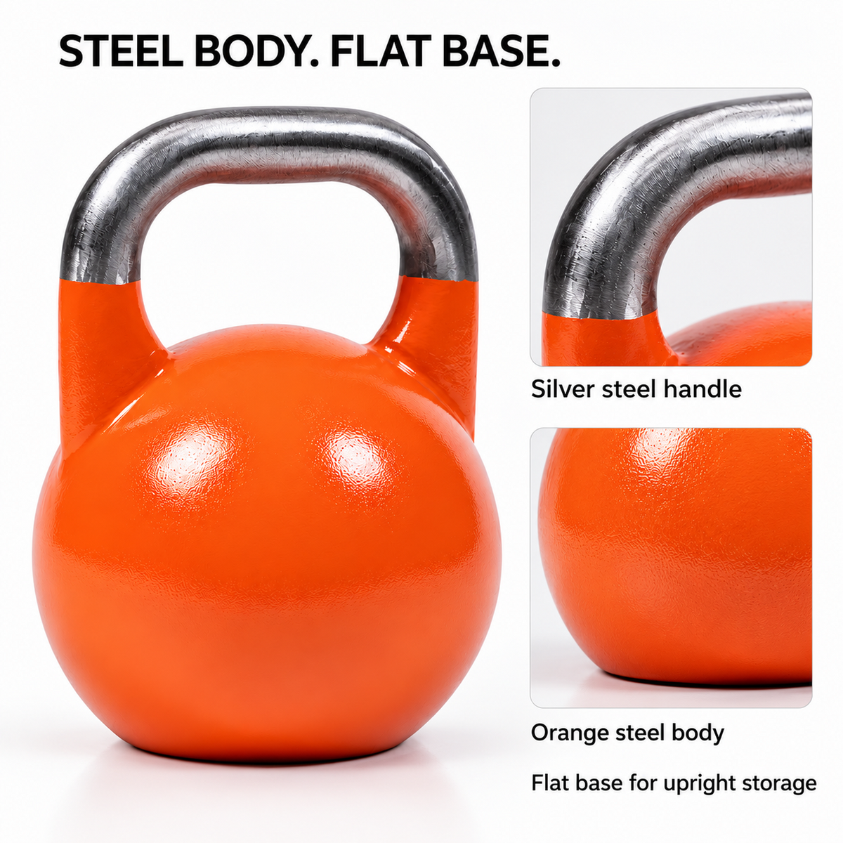 Competition-Style Steel Kettlebell, 12 kg, Orange