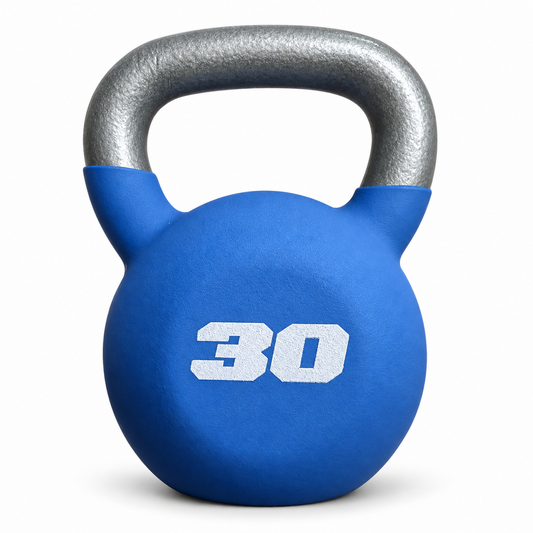 Neoprene-Coated Cast Iron Kettlebell, 30 lb, Blue