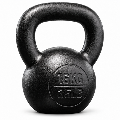 Ductile Iron Kettlebell, 16 kg, Black E-Coat Finish
